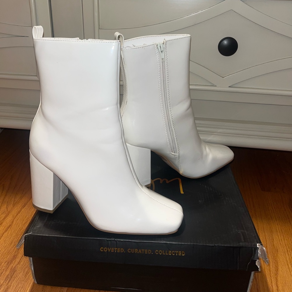 White Faux Leather boots